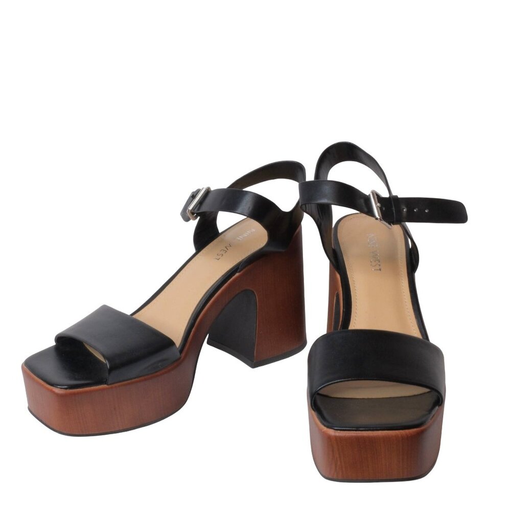 Black Leather Platform Sandals